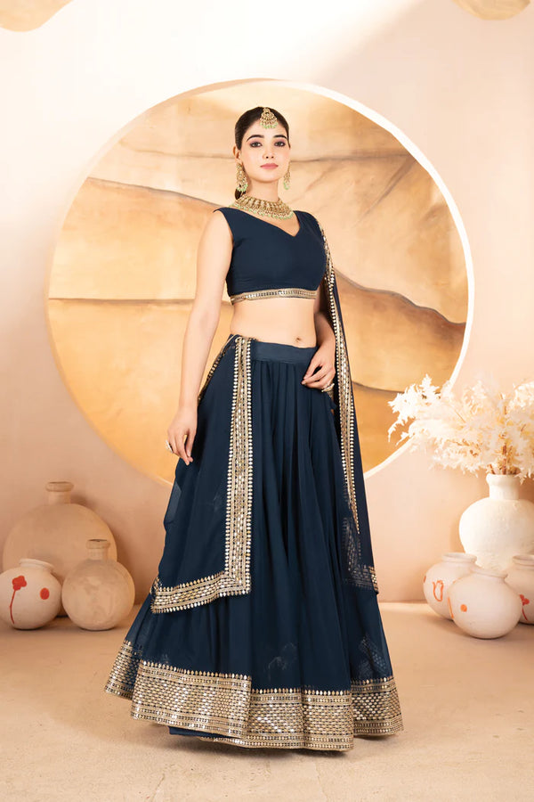 Erva's Blue Coloured Party Wear Lehenga Choli