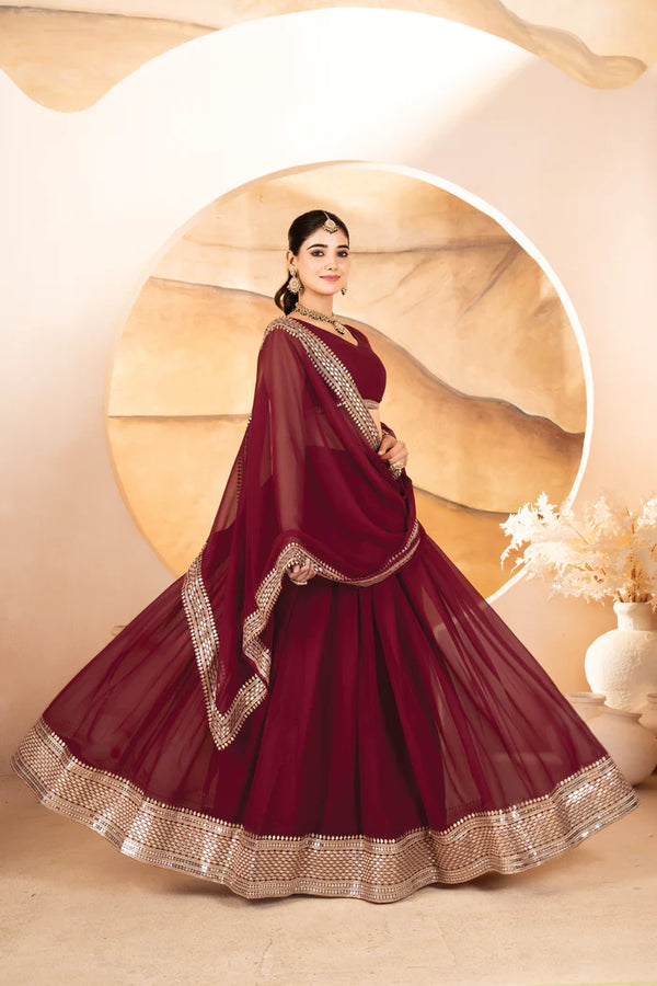 Erva's Maroon Coloured Party Wear Lehenga Choli